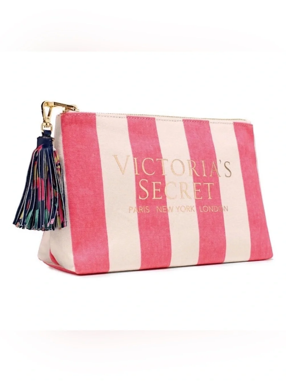 Victoria’s Secret Pink Striped / Tropical Beauty Bag